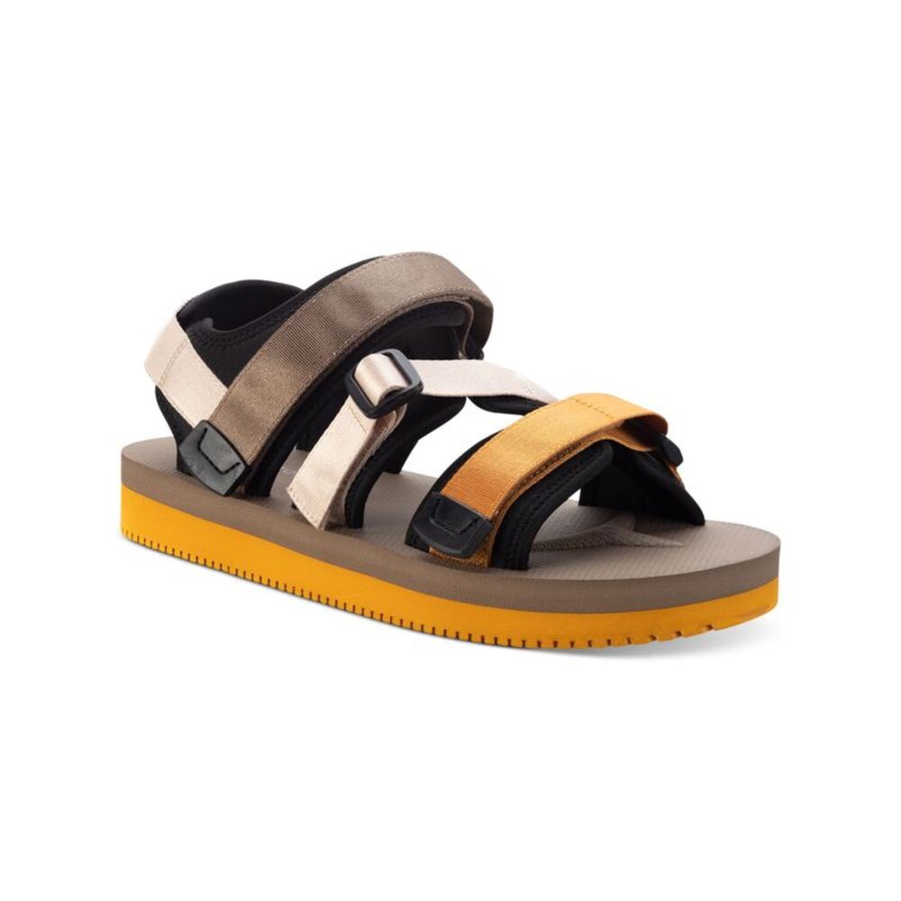 SUN STONE Mens Beige Adjustable Lormier Round Toe Platform Sandals Shoes 8 M